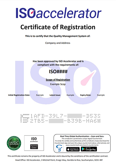 Example of a valid certificate