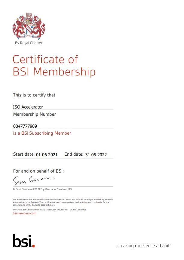 BSI Membership Certificate